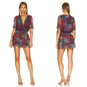 Amanda Uprichard Adriel Mini Dress in Kingsley Plaid Ruffles Medium EUC